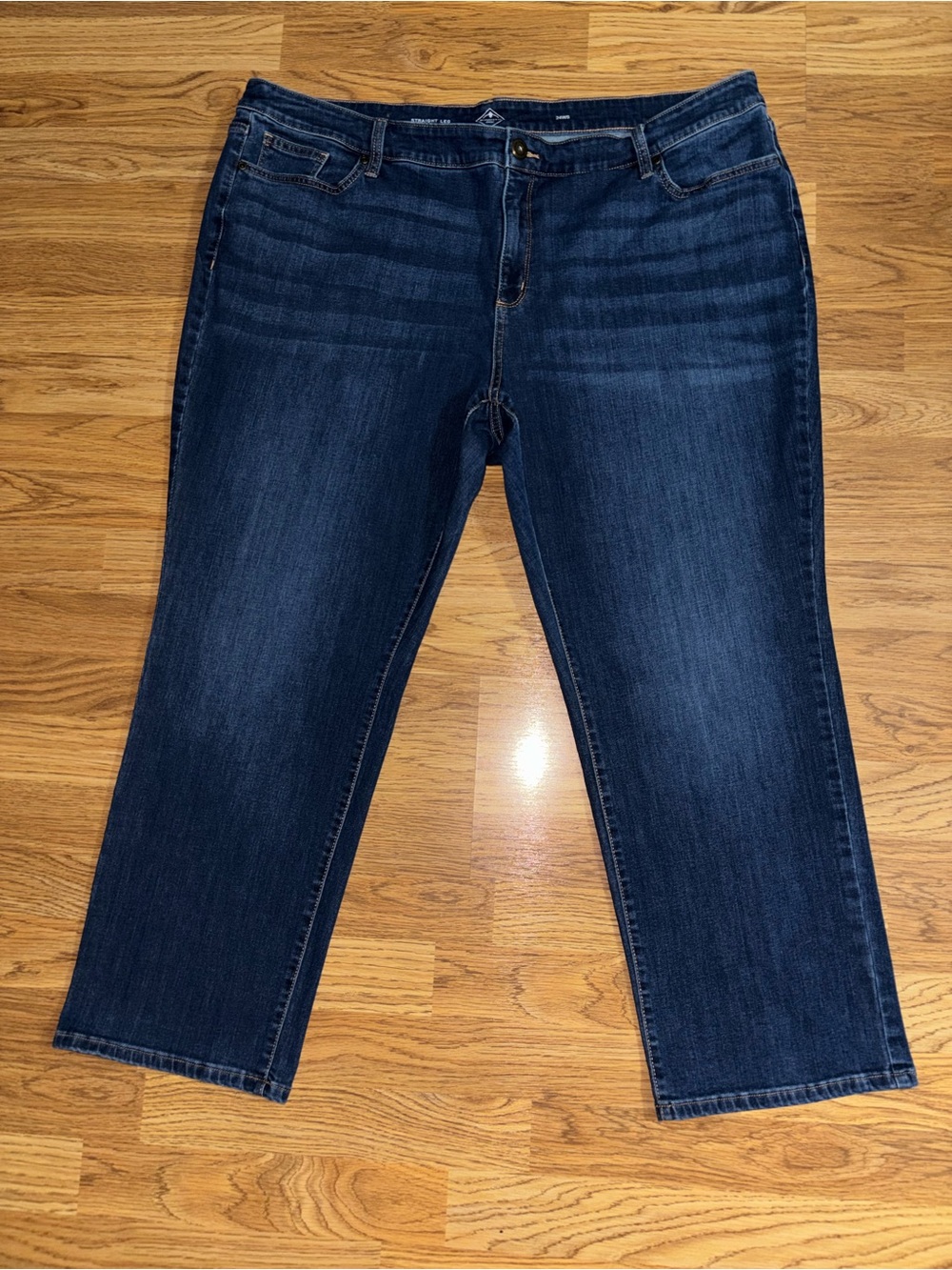 St. John’s Bay Straight Leg Jeans Women’s Plus Size 24WS Short Dark Blue Wash